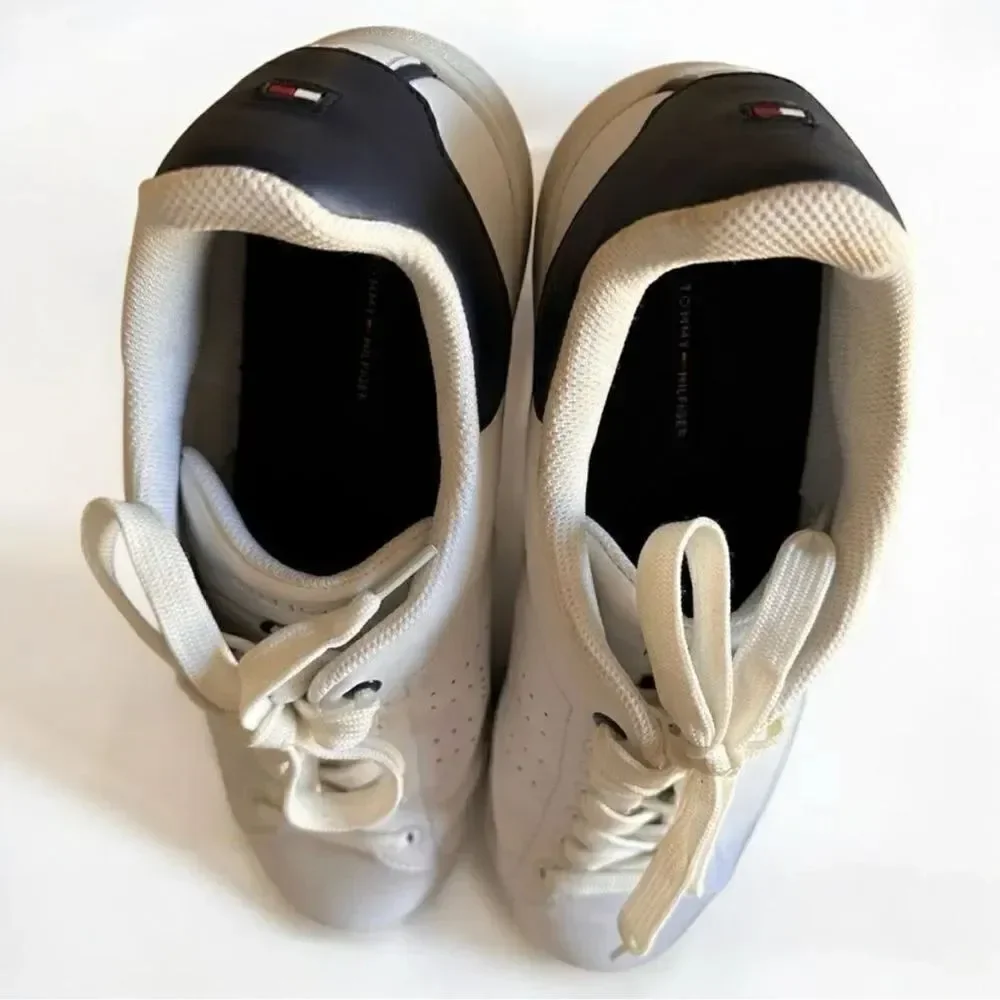 Tommy Hilfiger Men’s Sneakers – White Leather Low Top Size 13